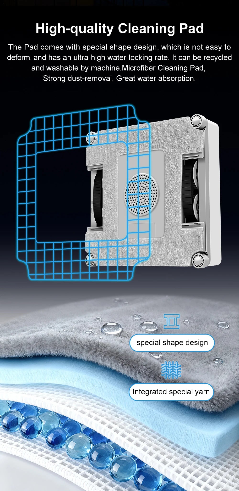 Fensterputzroboter ABIR WD9, 4-Wege-Wassersprühsystem, schwebende Wischtechnologie, Lasersensor, 9000PA Saugkraft, intelligente Speicherung