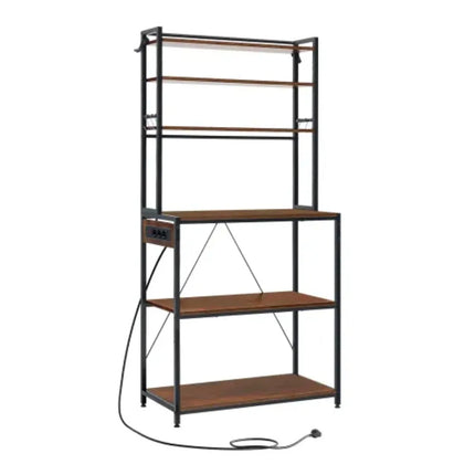 Modern Style Display Shelf, Coffee Bar, Kitchen Shelf with Outlets, Kitchen Cabinet - Mini Coffee Workstation and Appliance Organizer