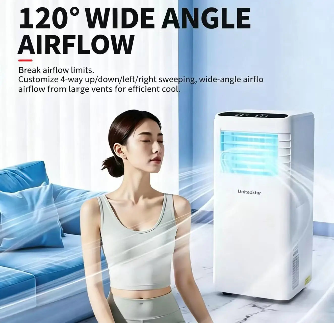 Condizionatori d'Aria Portatili 12000 Btu 3 in 1, Climatizzatore Portatile con Deumidificatore, Condizionatore da Pavimento per Casa