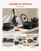 SucceBuy Set di pentole antiaderenti da 17 pezzi Set di pentole e padelle in granito Set di pentole a induzione Set da cucina con padella per salsa fritta