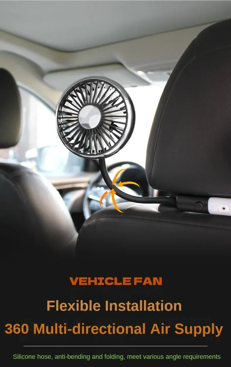 Ventilatore da auto a doppia testa a 3 velocità con clip 360 °   Ventilatore per Auto Girevole con Luce LED, Ventole di Raffreddamento Silenziose, Elettrodomestici per Auto