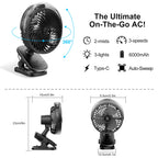 Ventilatore Portatile con Clip e Nebulizzatore, Ricaricabile, 3 Velocità, Display Digitale, Umidificatore, Ventilatore Spray Regolabile con Telecomando e Timer