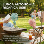 Ventilatore ricaricabile USB con treppiede flessibile, silenzioso e ad alta potenza, portatile per scrivania, passeggini e campeggio