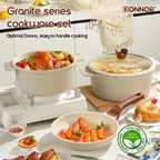 DONNOR 21 Pezzi Set di Pentole in Ceramica Set di Pentole e Padelle Antiaderenti Set da Cucina con Utensili e Protezioni per Padelle JT529