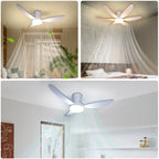 Ventilatore da Soffitto con Luce 42.91 Pollici, Motore DC Silenzioso a Risparmio Energetico, 3 Colori Variabili, 6 Velocità Regolabili, per Camera da Letto e Soggiorno