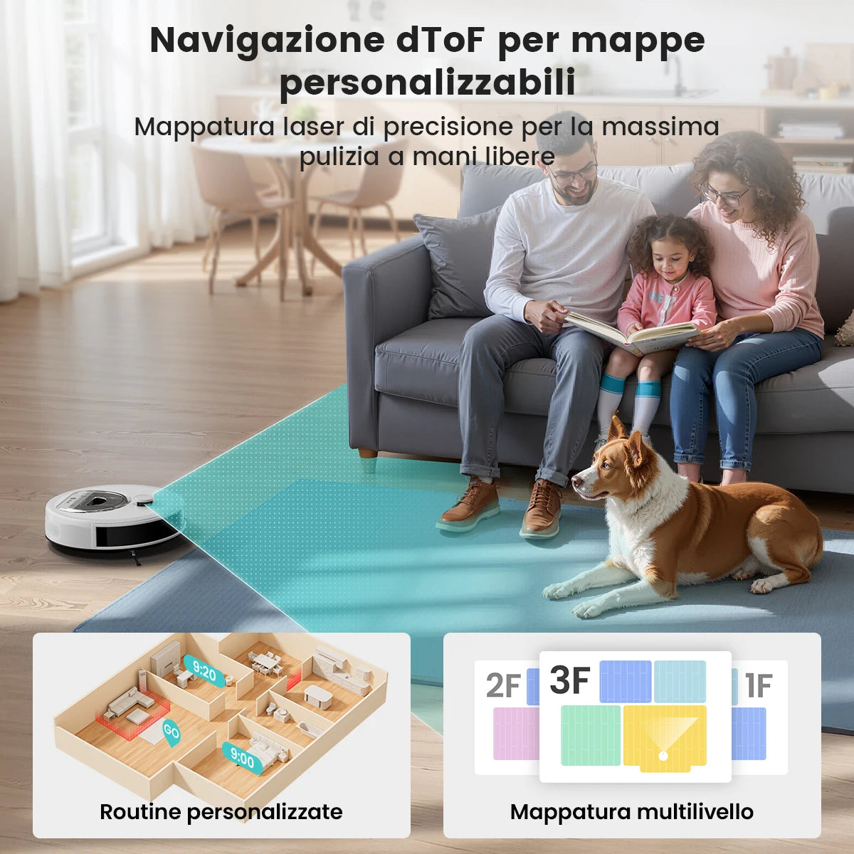 LEFANT M330 Pro M330S Saugroboter mit Mapping, dToF-Navigation, PSD-Hindernisvermeidungssystem, 5000Pa Saugkraft, Alexa/APP/WiFi