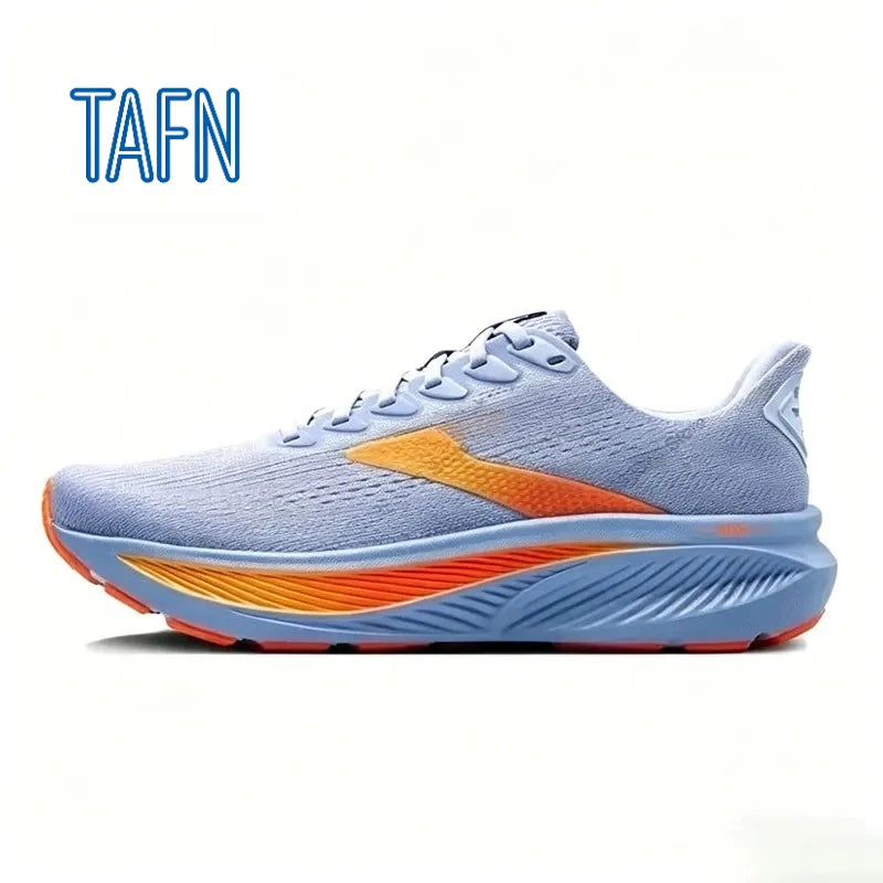 Professionelle Laufschuhe aus ultra-atmungsaktivem Jacquard-Gewebe, mit hochreaktiver Wellensohle für Marathontraining und intensive Langstreckenläufe.