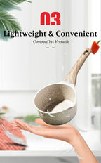 DONNOR 2.5Qt Pentola per Salsa con Coperchio Pentola in Granito Antiaderente per Tutti i Stufa Salsa Pentola per Zuppa Padella per Latte con Beccucci per Versare JT281