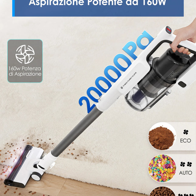 Tineco A30S, Cordless Vacuum Cleaner, 160W Suction, 60-Minute Run Time, 1L Dust Tank, ZeroTangle Brush, PureCyclone Technology, LED Light