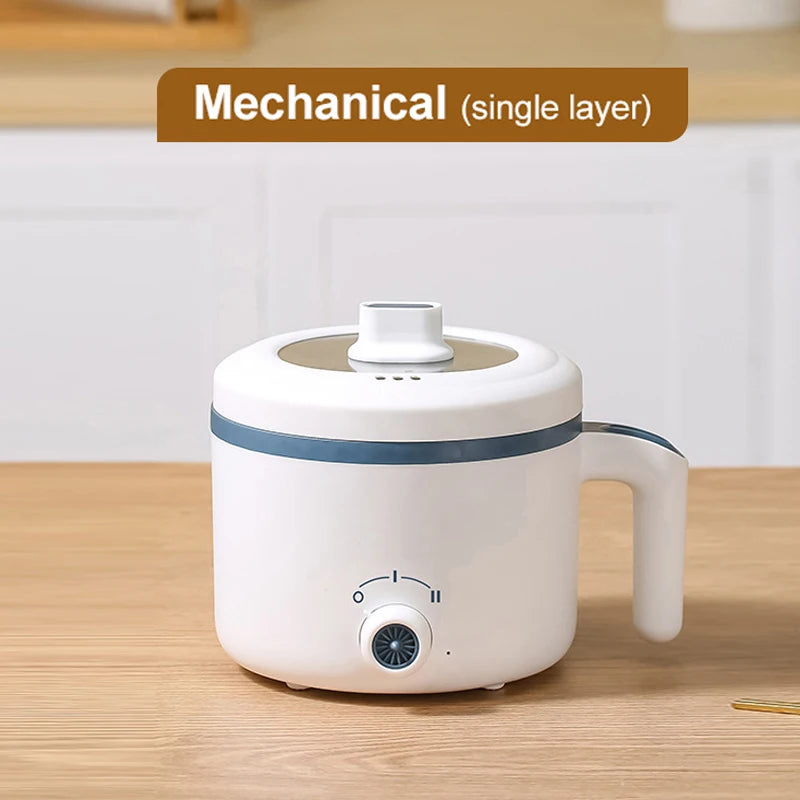Multi-Kocher 220V Tragbarer Ein-/Doppelschicht-Elektrotopf 1,7L Antihaft-Heimküchentopf für Ramen, Knödel, Haferflocken