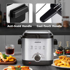 Aigostar Fries 30IZD 1.5L Friggitrice Compatta in Acciaio Inossidabile 1000W con Finestra di Visualizzazione e Controllo Temperatura