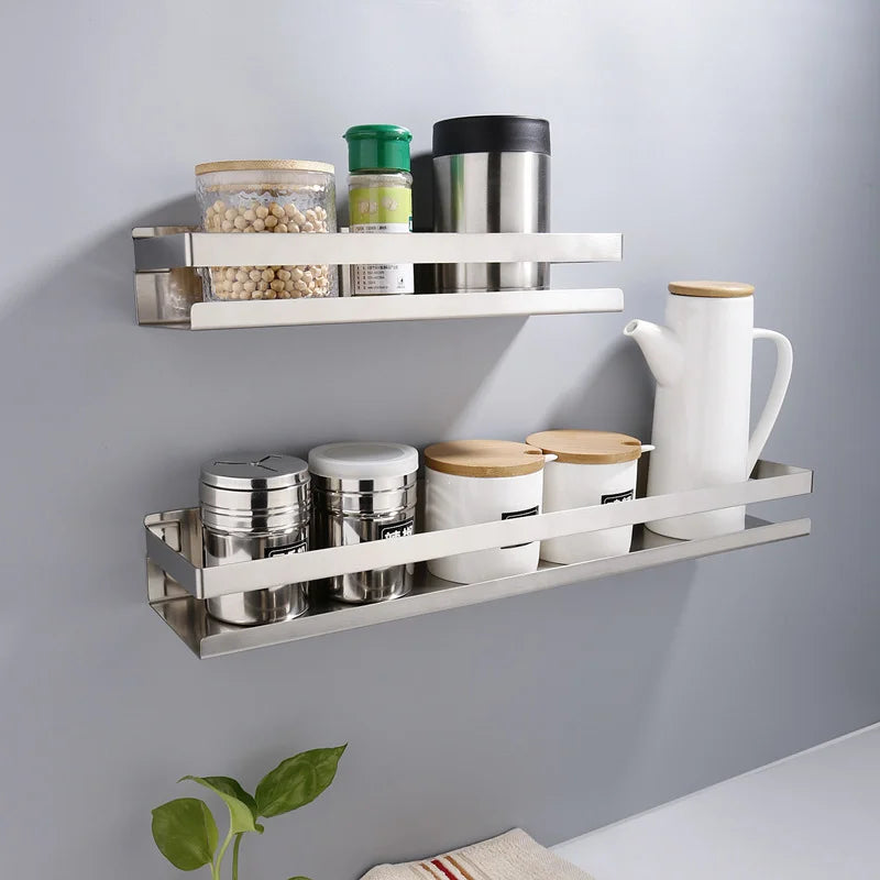 Portaspezie in Acciaio Inox Senza Foratura, Organizzatore da Parete per Cucina e Bagno, Organizzatore per Stoccaggio Domestico
