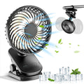 Mini Ventilatore Portatile a Clip, Ventilatore da Tavolo, 4 Velocità Silenziose con Rotazione a 360° °   Lampada da Campeggio con Oscillazione Automatica della Testa, Alimentazione ad Aria, Batteria da 4000mAh
