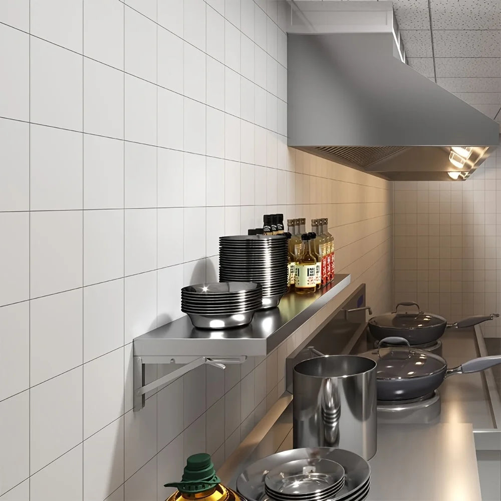 Mensola a muro in acciaio inossidabile: design pieghevole salvaspazio, resistente alla ruggine e facile da pulire, scaffale da cucina a 4 livelli