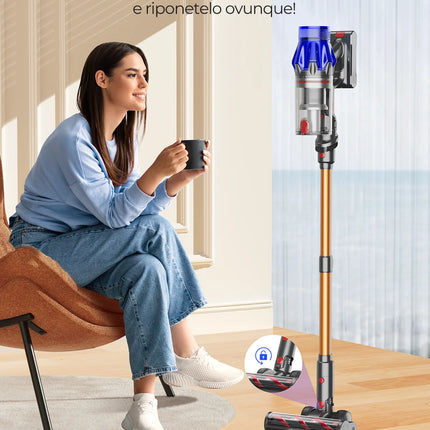 Aspirapolvere senza fili Laresar V7S 75000PA 650W, 90 minuti di autonomia, batteria rimovibile, display intelligente, elettrodomestico