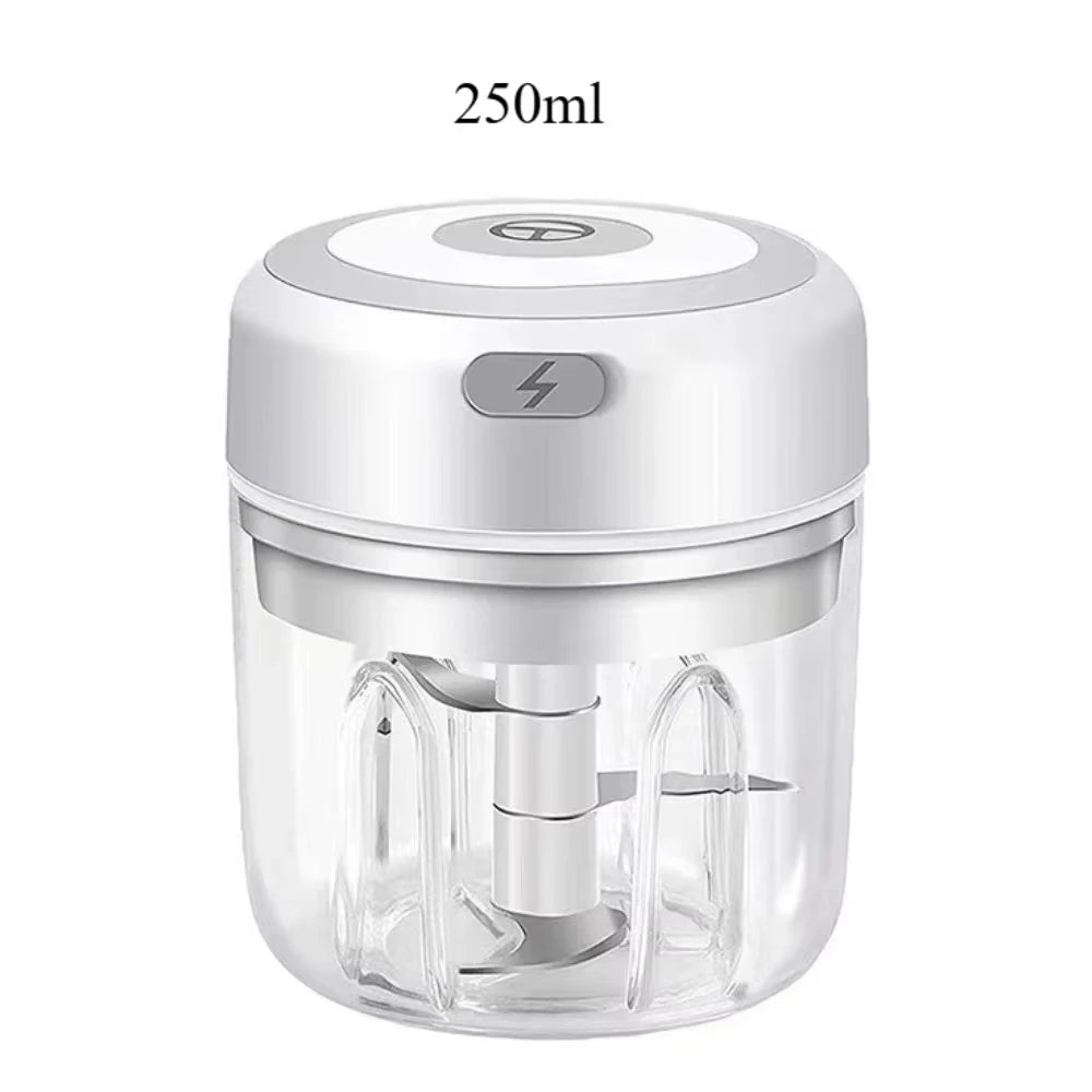 Elektrischer Zerkleinerer für Knoblauch 250ML, Gemüsehacker, USB-Mini-Zerkleinerer für Knoblauch, Zwiebelhacker, kleiner tragbarer Küchenmixer