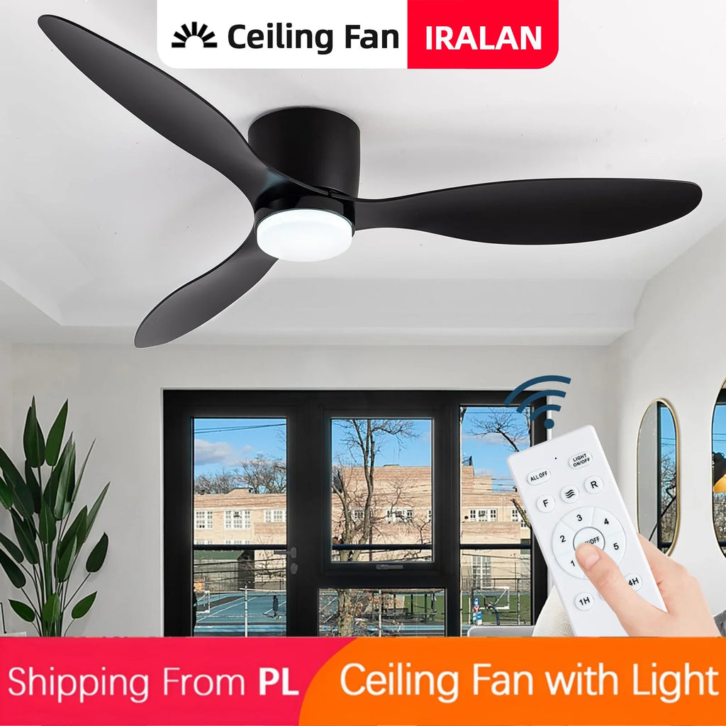 Ventilatore da Soffitto IRALAN con Luce, Motore DC Silenzioso a Risparmio Energetico, 3 Colori Variabili, 6 Velocità Regolabili, per Camera da Letto e Soggiorno
