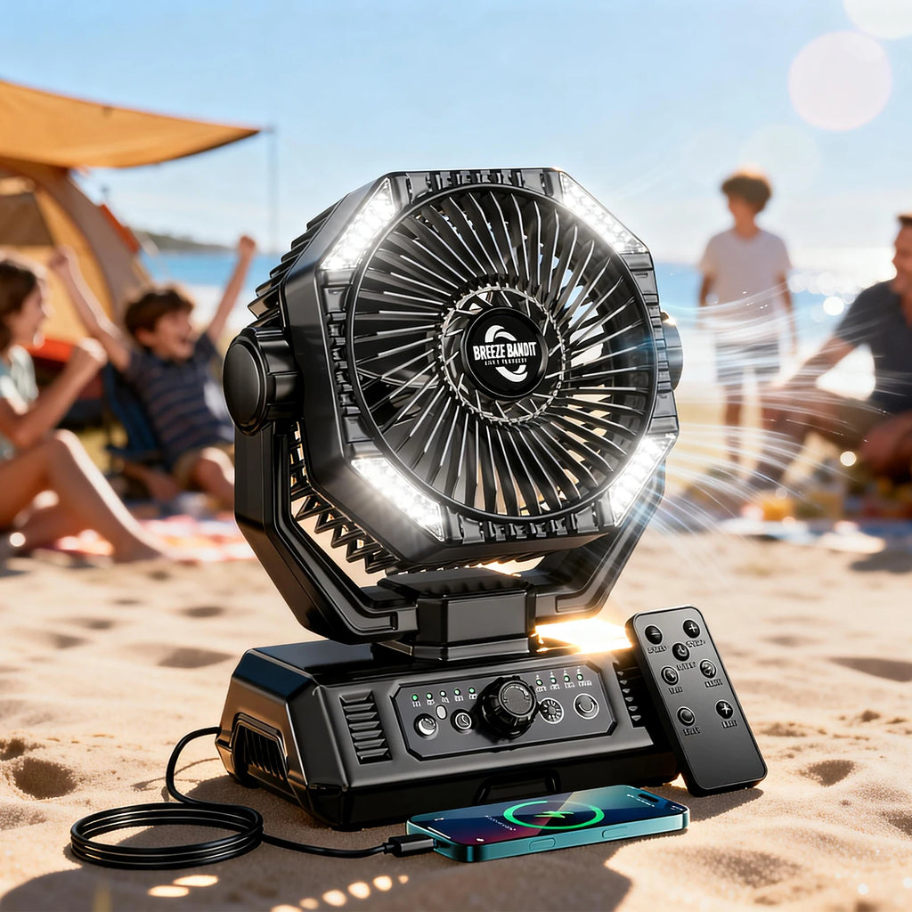 Ventilatore da campeggio coldSky 20000mAh con 4 luci LED e telecomando, 8 velocità regolabili, ricaricabile, per tenda e pesca