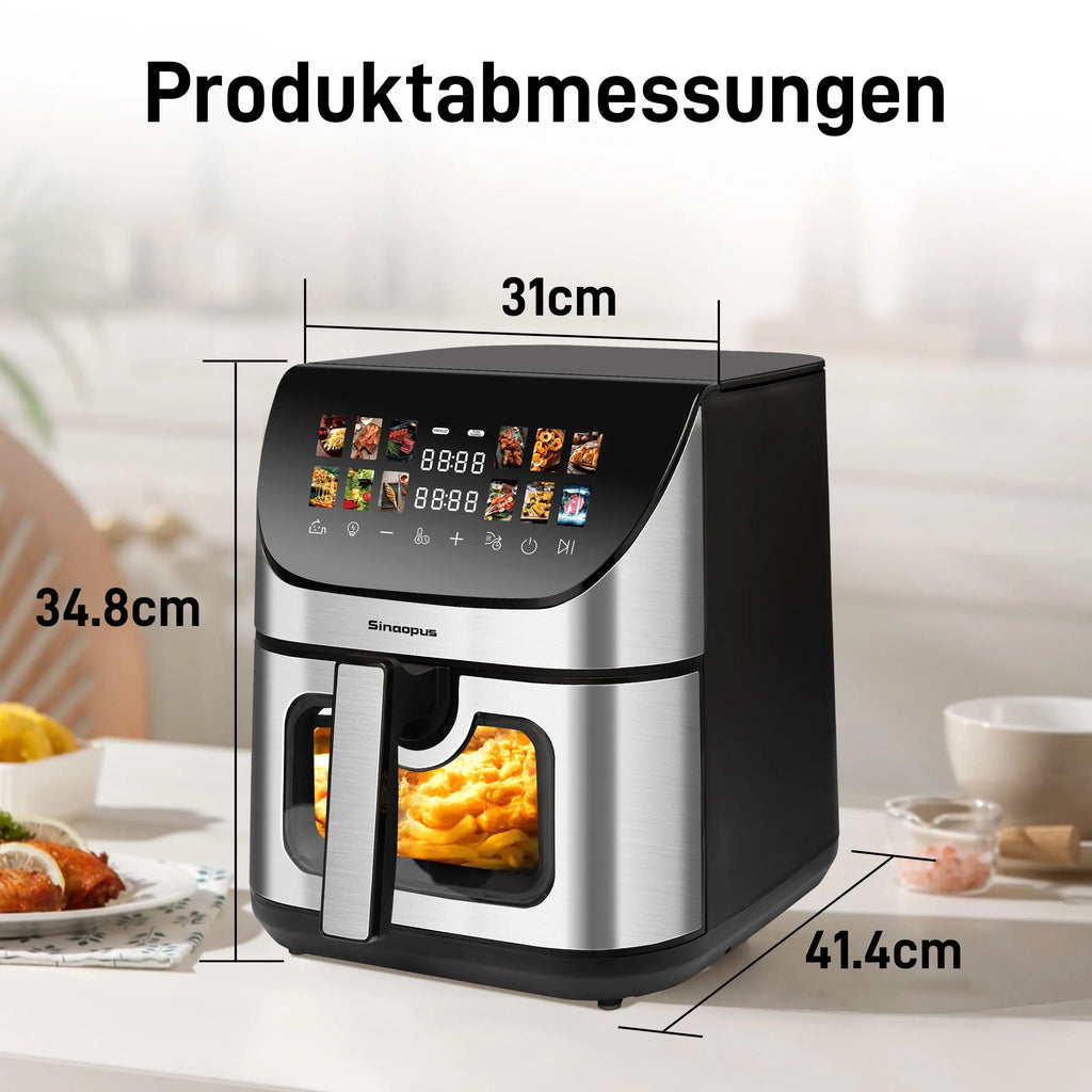 Friggitrice ad Aria Calda 8.5L con Finestra di Visualizzazione e Display a Colori