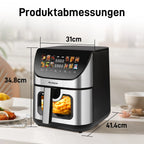 Friggitrice ad Aria Calda 8.5L con Finestra di Visualizzazione e Display a Colori