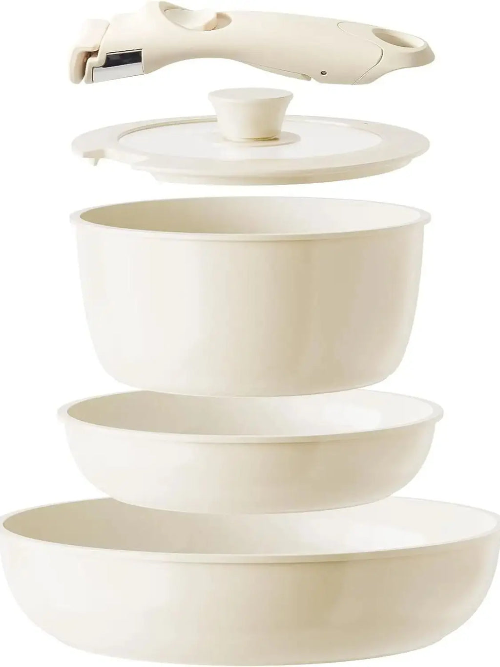 Set di pentole in granito antiaderenti da 5 pezzi con manico rimovibile Set di pentole da cucina per esterni Kit fornello da campeggio per camper a induzione con coperchio