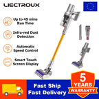 Liectroux i10 kabelloser Handstaubsauger, intelligente Stauberkennung, 250W BLDC, 27Kpa Saugkraft, Farb-Touchscreen, abnehmbarer Akku, 45 Minuten Laufzeit, leichter Stabstaubsauger für Teppiche