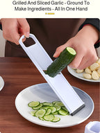 Affettatrice per Aglio in Acciaio Inox 2 in 1, Taglia Aglio e Zenzero, Tritatutto a Doppia Faccia per Verdure, Spezie ed Erbe
