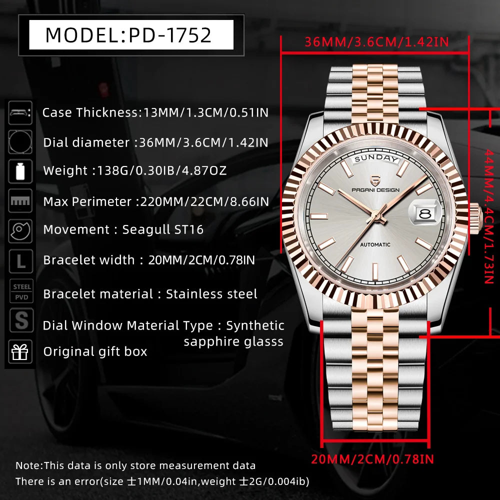 PAGANI DESIGN emailliertes Zifferblatt 2025 neue Herrenuhren DD36 Silber Gold automatische Luxus-Herrenuhr wasserdichte mechanische Armbanduhr