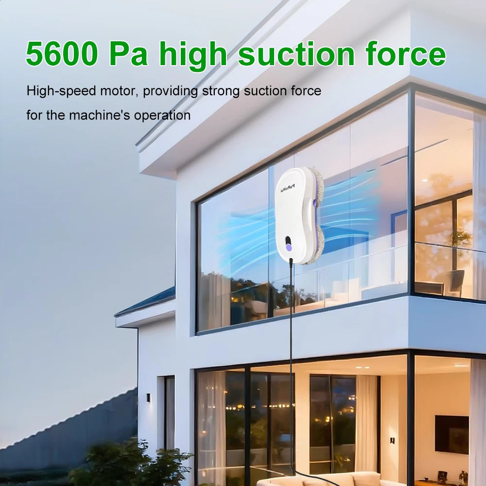 PuRuiKai Tragbarer Fensterputzroboter, intelligente Reinigung mit Doppeldüsen-Wassersprüher, Fernbedienung