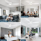 Ventilatore da Soffitto IRALAN con Luce, Motore DC Silenzioso a Risparmio Energetico, 3 Colori Variabili, 6 Velocità Regolabili, per Camera da Letto e Soggiorno