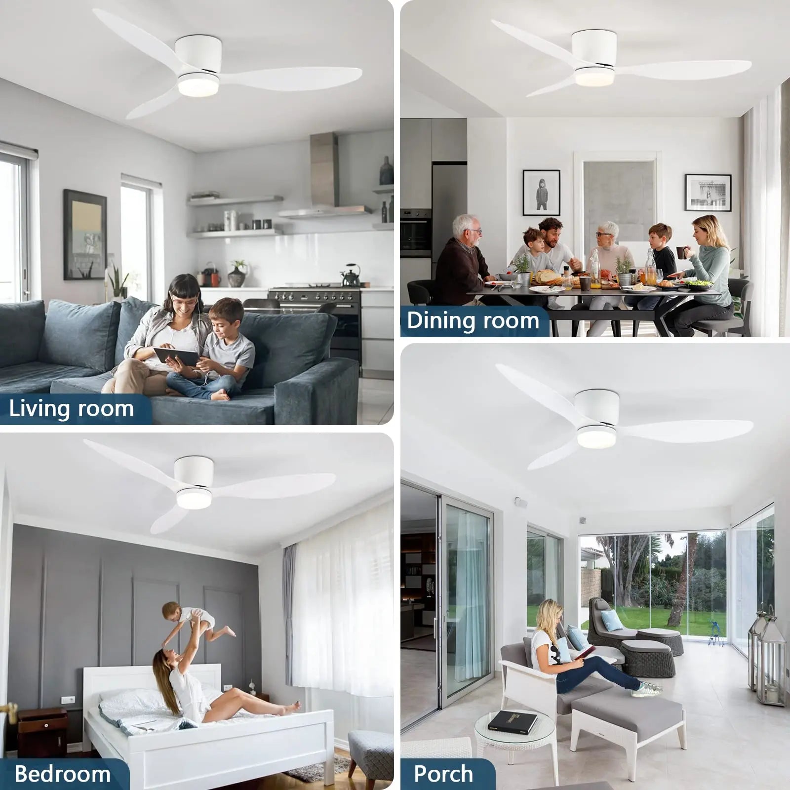 Ventilatore da Soffitto IRALAN con Luce, Motore DC Silenzioso a Risparmio Energetico, 3 Colori Variabili, 6 Velocità Regolabili, per Camera da Letto e Soggiorno