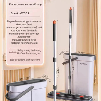 Set Mocio Piatto Mani Libere JOYBOS 40cm con Secchio, Lavapavimenti Rotante, Microfibra Lavabile per Bagno, Toilette e Casa