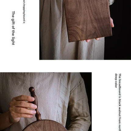 Premium Black Walnut Serving Tray, Handmade Kitchen Cutting Board with Natural Wood Grain, Smooth Polished for Dining Table