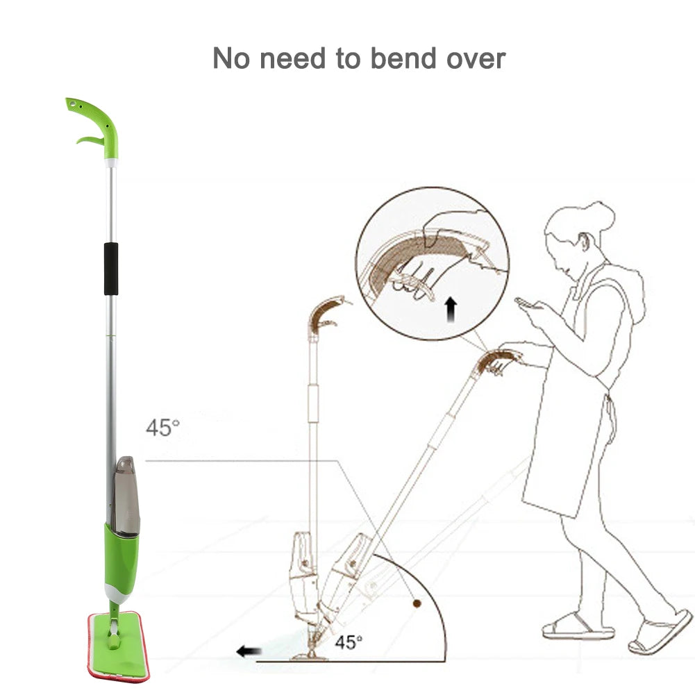 Sprühmopp – 360° drehbarer Wischmopp für die Reinigung von Holzböden, Fliesen, Laminat und Küche – 500 ml