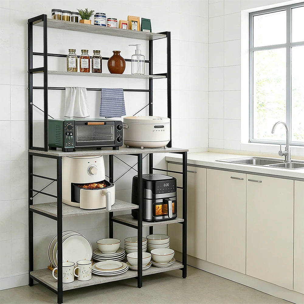 Kitchen shelf, free-standing shelf with 6 shelves, 40 x 86 x 167 cm, microwave shelf, for microwave, coffee machine and spices
