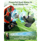 Ventilatore da campeggio con batteria da 20000 mAh con lanterna a 4 LED Ventilatore da tavolo a 8 velocità Ventilatore da esterno portatile per tenda da campeggio all'aperto e pesca