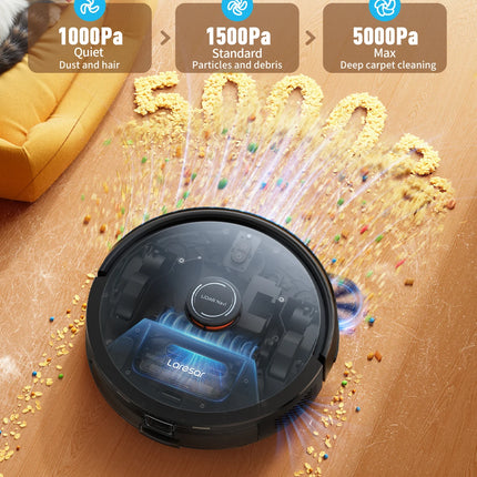 Laresar L20 Robot Vacuum Cleaner with 5000Pa Suction, LDS Navigation, Auto-Empty Station, Smart APP Control for Floors and Carpets