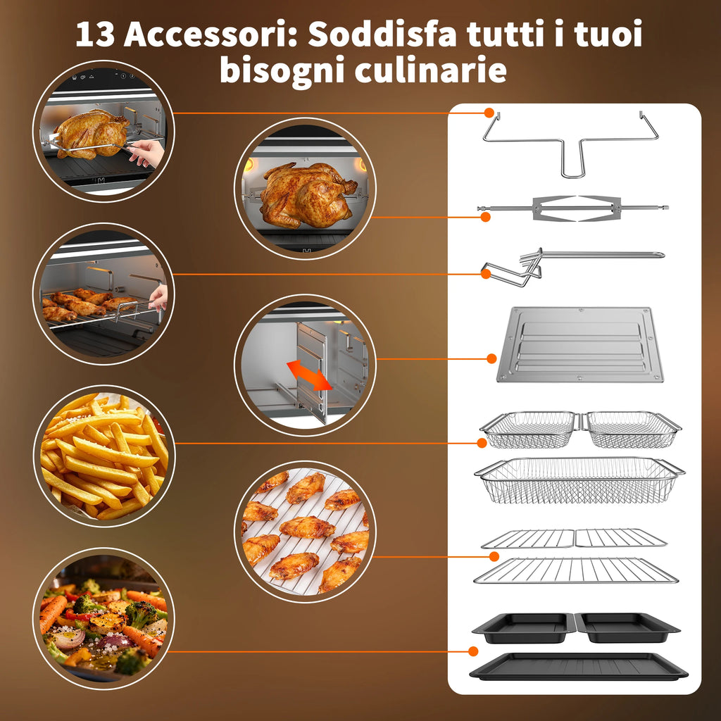 Friggitrice ad Aria EMPHSISM AFTO-2307DT 23L 2400W Doppia Zona Acciaio Inox