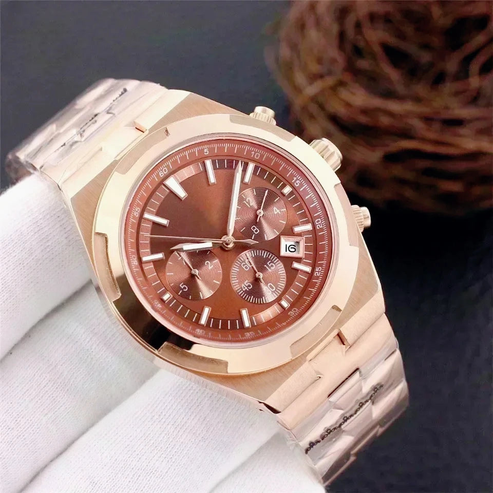 Herren-Automatik-Mechanikuhren im 40mm-Fliegerstil, trendy, hochwertiger Edelstahl 904L, Schwarz, Blau, Roségold