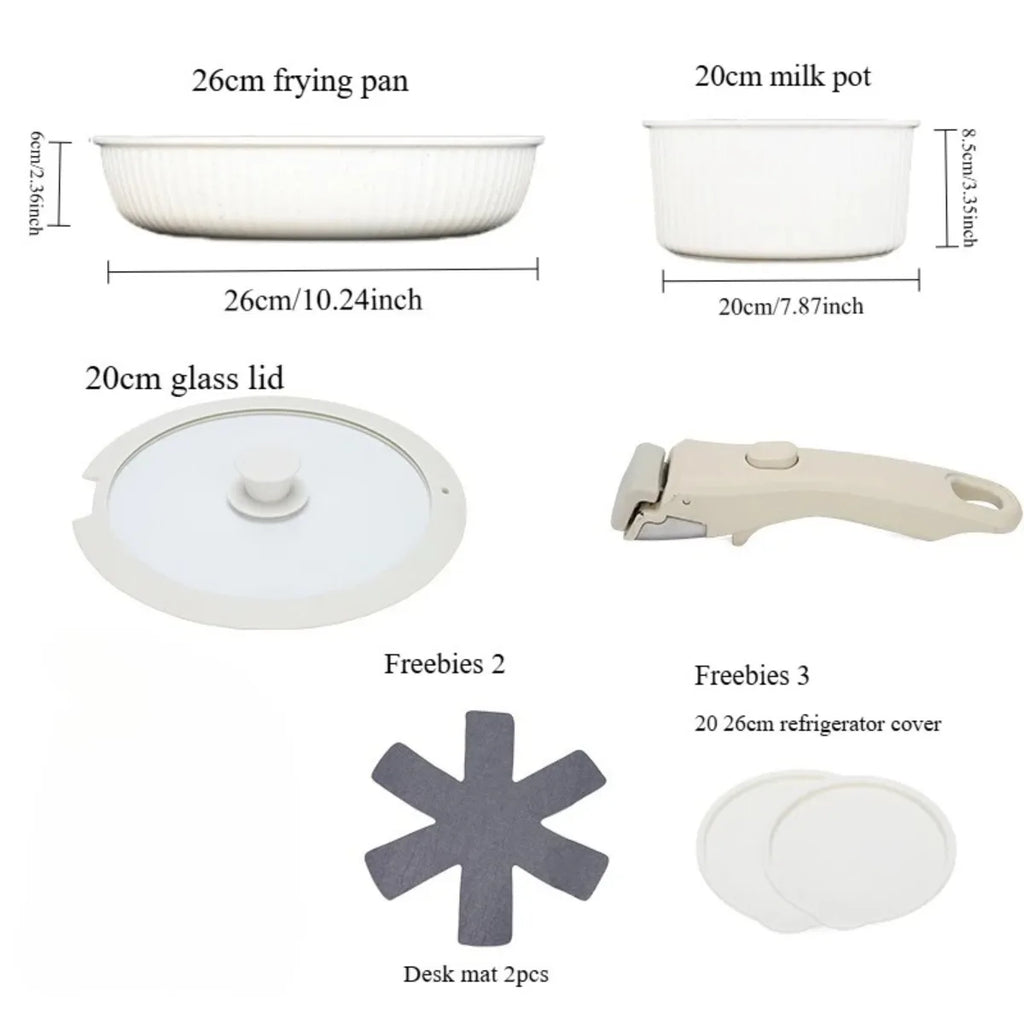 Set di pentole e padelle antiaderenti antiaderenti con manico rimovibile da 15 pezzi Set di pentole da cucina a induzione con manico staccabile PFOA gratuito