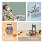 Gemüseschneider, Mandoline, All-in-One Gemüseschneider mit 8 Edelstahlklingen, Käsereibe, Zwiebel- und Kartoffelschneider mit Behälter, Küchenhelfer und Geräte zum Essen