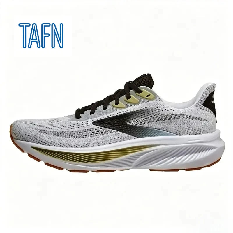 Professionelle Laufschuhe aus ultra-atmungsaktivem Jacquard-Gewebe, mit hochreaktiver Wellensohle für Marathontraining und intensive Langstreckenläufe.