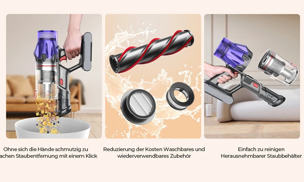 Laresar V7 500W 50000Pa Akku-Staubsauger Handheld Smart Home Appliance Abnehmbarer Akku Staubbehälter