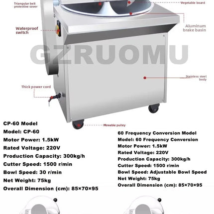 Electric Multifunction Bowl Chopper for Vegetables, Ideal for Steamed Bun Shops, for Chopping Radishes and Eggplants (Customizable)