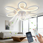 Ventilatore da soffitto moderno con luce, telecomando e controllo tramite app intelligente, ventilatore da soffitto a incasso ultra sottile da 25 pollici con luce LED dimmerabile, adatto per camere da letto, soggiorni e altri