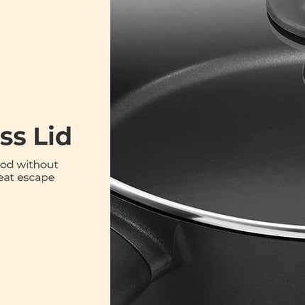 Induction pan with lid, sauté pan, high-sided pan, 28 cm / 3.8 L cooking pot with anti-scald handles
