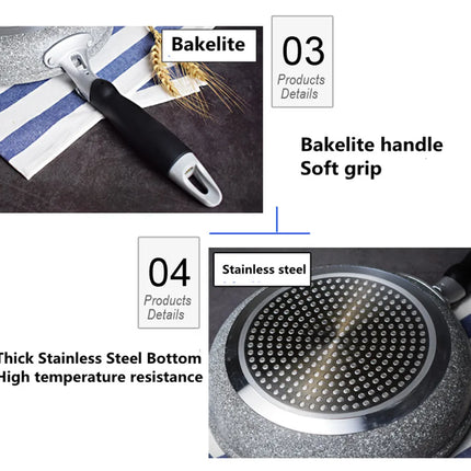 Durable Stone Frying Wok Nonstick Pan Ceramic Pot Induction Fryer Steak Cooking Gas Stove Pan Cookware Kitchen Set Tool