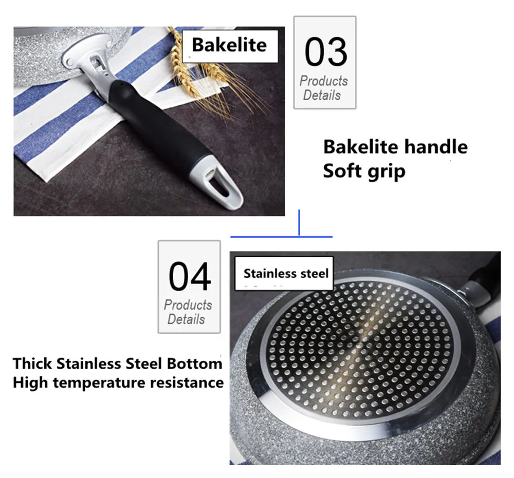 Durable Stein-Bratpfanne Wok Antihaft-Keramiktopf Induktionsfritteuse Steak Kochen Gasherd Pfanne Kochgeschirr Werkzeug für Küchenset