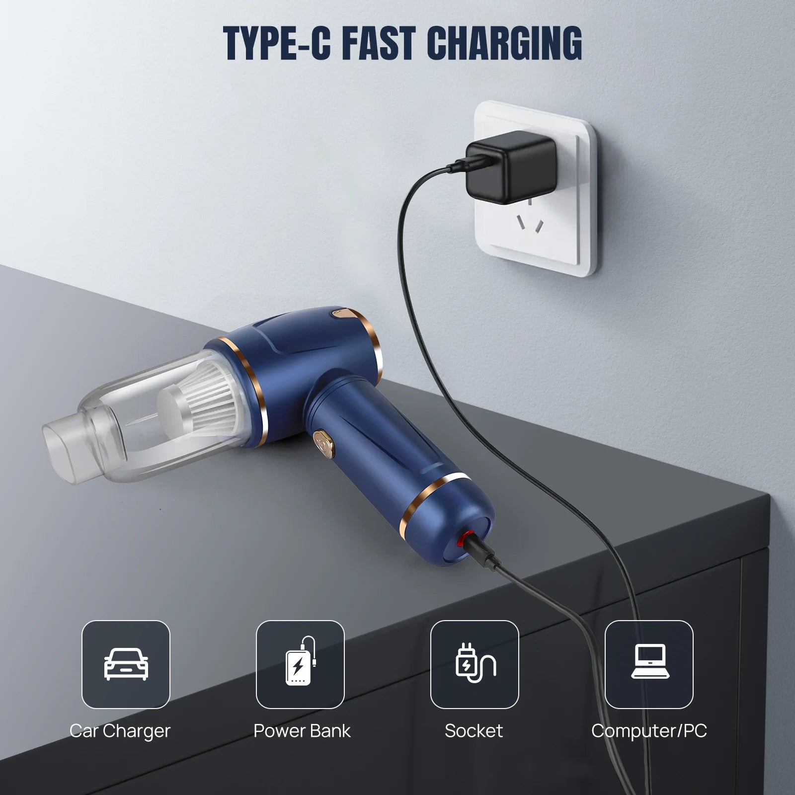 2-in-1 Akku-Staubsauger, elektrische Staubblaspistole, Druckluftgebläse, leistungsstarker Haartrockner, Reinigung der Computertastatur