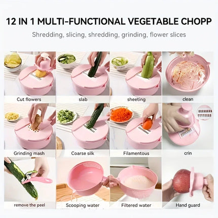 12 in 1 tritatutto per verdure multifunzionale patate tagliate manualmente affettatrice per ravanello grattugia utensili da cucina per hotel/commerciale